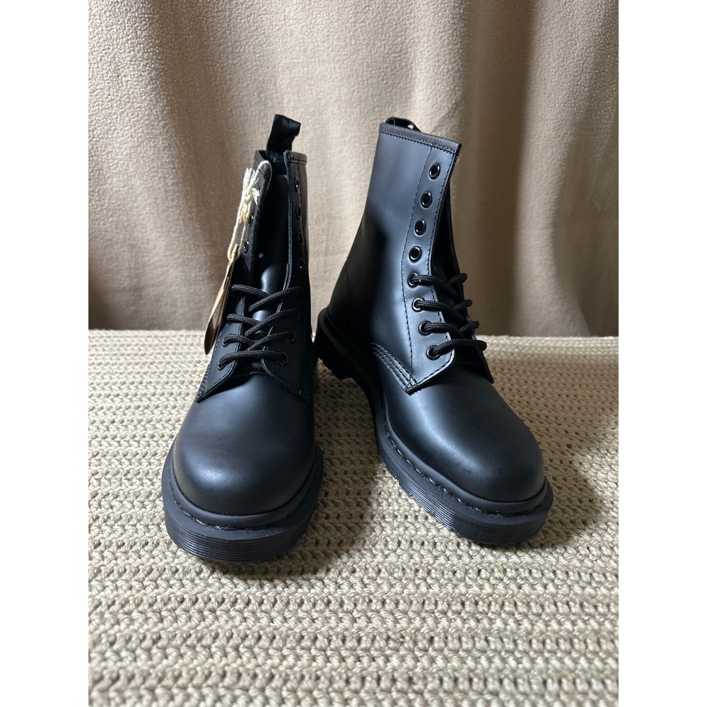 Dr. Martens 1460 Mono Black Smooth Leather 8-Eye Combat Boots 14353 USL 6